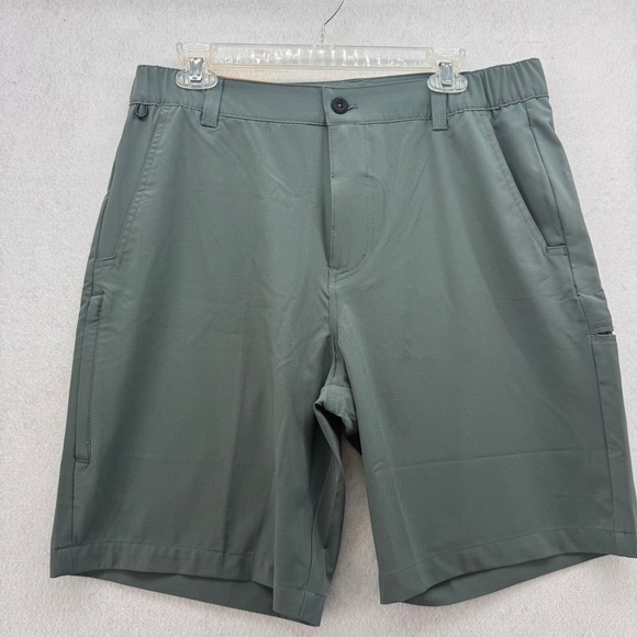Eddie Bauer Flex Waist Tech Sage‎ Green Shorts UPF 30 Four-Way Stretch Men's M - Picture 1 of 16